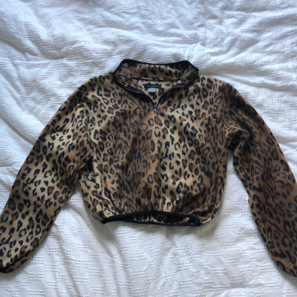 Pacsun Cheetah Zip Up Sweatshirt